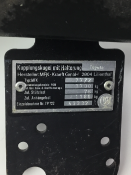 TOYOTA Anhängerkupplung MFK-Kraeft GmbH TP722 Typ:MFK 77/2