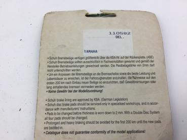 ICER 110582 DEL Yamaha Bremsbeläge Bremsklötze Brake