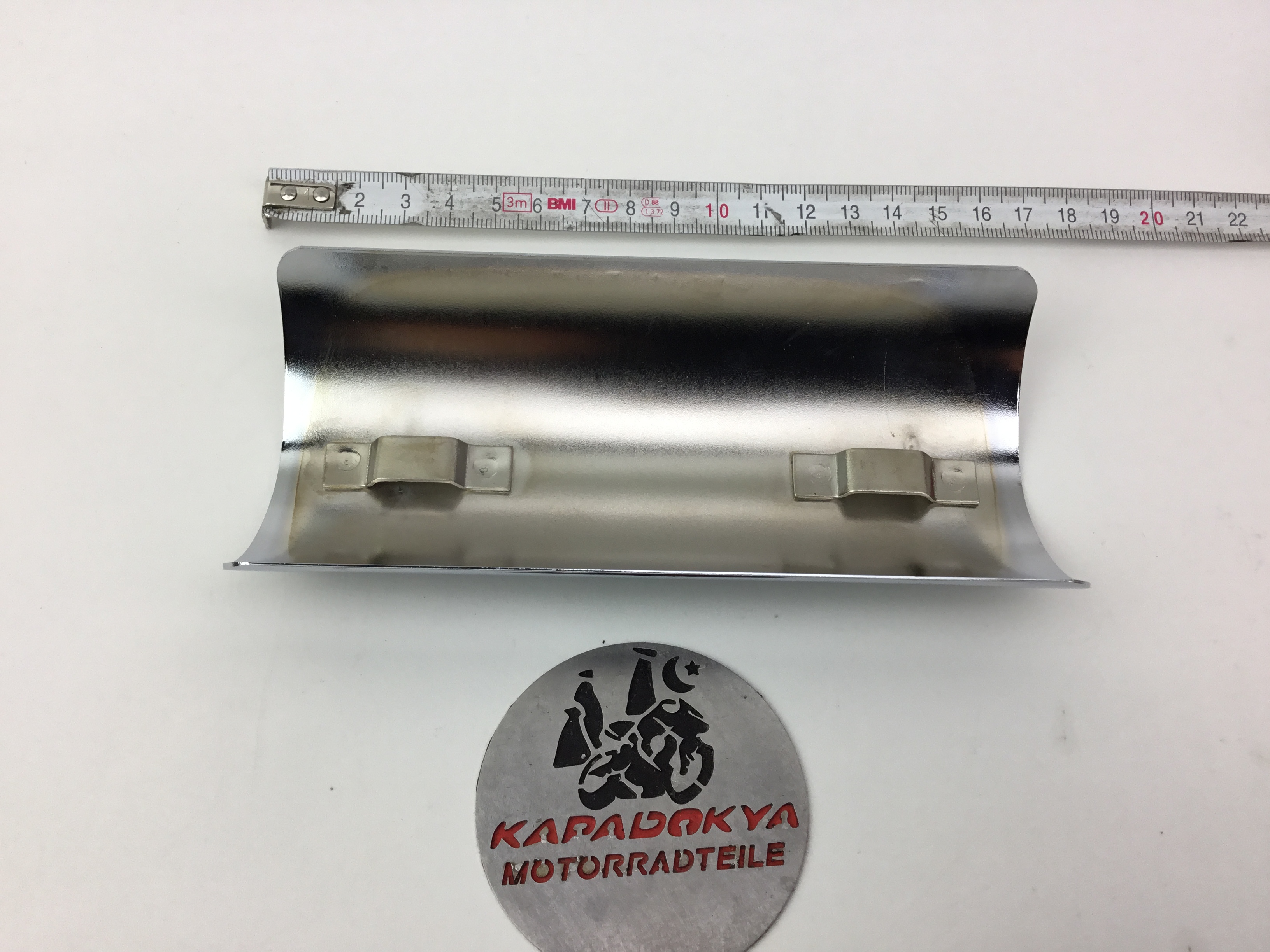 Kapadokya Motorradteile - Yamaha Honda Suzuki Kawasaki Auspuff  Hitzeschutzblech Hitzeschutz Chrom 15cm