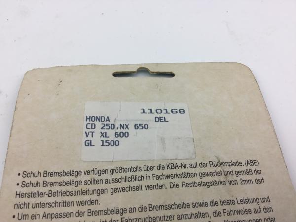 ICER 110168 Honda CD 250,NX650 VT XL600 GL1500 Bremsbeläge Bremsklötze Brake