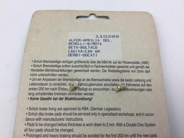 ICER 110288 DEL Aprilia,Benlli,Bimota,Beta,Gagiva,Derbi,Ducati Bremsbeläge Bremsklötze Brake